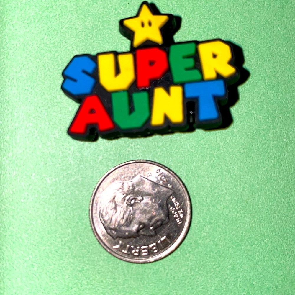 (10 for $15) Super Mario Bros. SUPER AUNT Nintendo Crocs Shoe Charms